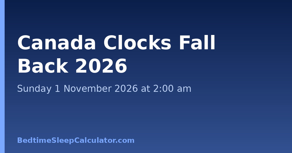 Canada Clocks Fall Back 2026: Sunday 1 November 2026 at 2:00 am
