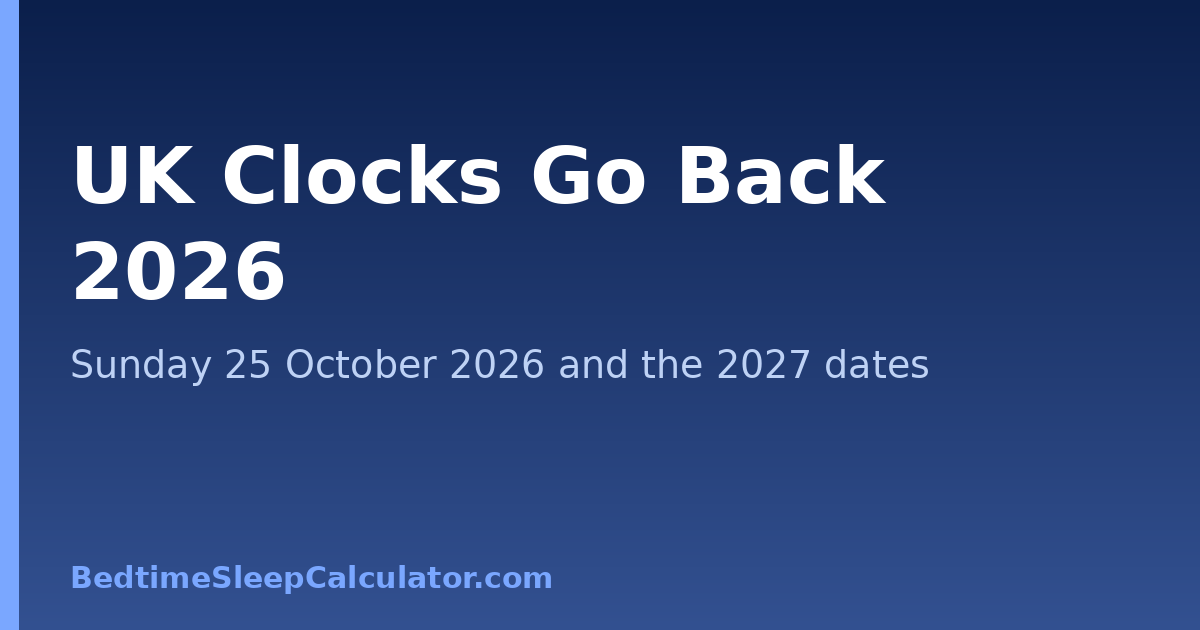 UK Clocks Go Back 2026: Sunday 25 October 2026 and the 2027 dates